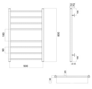 Полотенцесушитель водяной Domoterm Квадро П8 500x800 хром